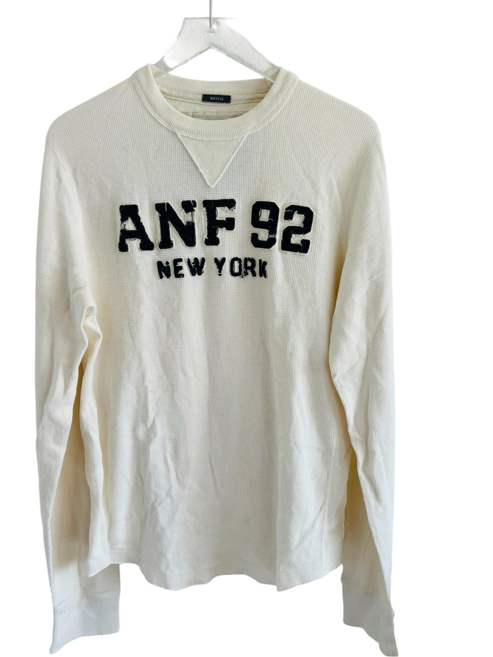 Abercrombie & Fitch Muscle  ANF 92 New York Cream Thermal Longsleeve Sweater